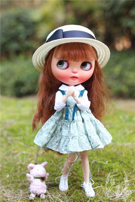 taobao agent Salon doll straw hat Salon hat bow hat small cloth black bow ha hat Blythe grass hat