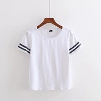 LL3D cao đẳng gió ngắn tay nữ mùa hè mới thời trang vòng cổ Hàn Quốc thanh song song stretch Slim hoang dã t-shirt áo phông trắng