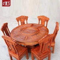 Nhà hàng Huangze Mahogany Bàn tròn Gỗ nhím Gỗ hồng mộc Bàn tròn Dinette Kết hợp gỗ rắn Châu Phi Pear - Bộ đồ nội thất tủ trang trí phòng khách