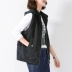 Áo vest đen mùa thu nữ tay ngắn hoang dã 2019 áo mới trùm đầu áo ghi lê áo ghi lê - Áo vest Áo vest