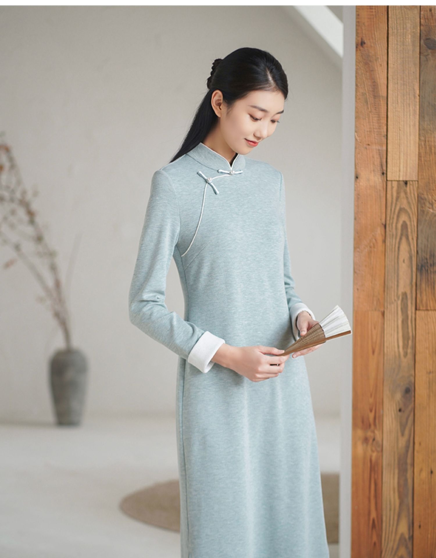 Demi-season knitted sweater, cheongsam, Chinese style