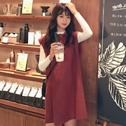 Váy hai dây thu đông 2018 phiên bản mới của Hàn Quốc của những chiếc váy len dệt kim ngắn phù hợp với thời trang nữ