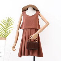 [Gấp] 1,16 kg H # 20 mùa hè Hàn Quốc áo vest eo cao retro Một chiếc váy chữ váy xòe đẹp