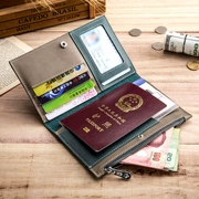 Hộ chiếu túi da đa chức năng giấy chứng nhận nam du lịch ví du lịch nữ gói thẻ dây kéo siêu mỏng giữ vé giữ hộ chiếu