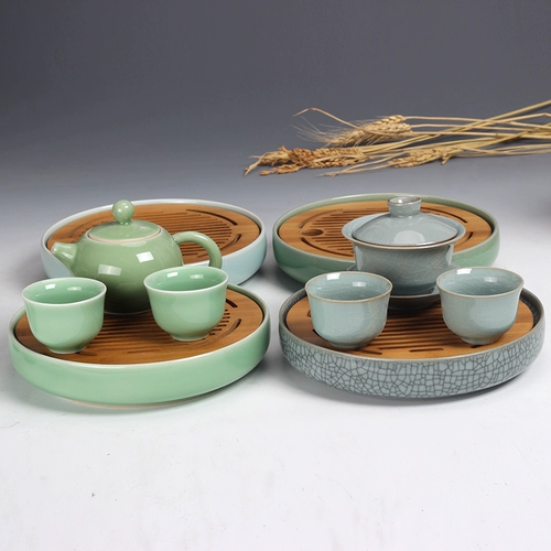 Jiaqingfang Longquan Celadon Tea Ceremony аксессуары дома 1 чайник 1 чайный море 2 чайная чашка 1 Bamboo Tea Tay 5 кусочков чая набор