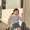 2018 mùa xuân phụ nữ thời trang Hàn Quốc phiên bản của nhỏ tươi từ cổ áo trumpet tay áo áo sơ mi ra khỏi vai kẻ sọc sọc áo triều áo sơ mi nữ cao cấp hàng hiệu