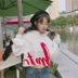 Mùa xuân của phụ nữ 2018 mới Hàn Quốc thư in trùm đầu áo len trùm đầu bụng sương rốn sinh viên áo khoác thủy triều áo jacket nữ Áo len