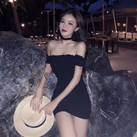 Mùa hè Hàn Quốc phong cách chic Slim căng từ cổ áo off-vai váy mỏng tính khí là mỏng bút chì hoang dã ăn mặc váy ôm body