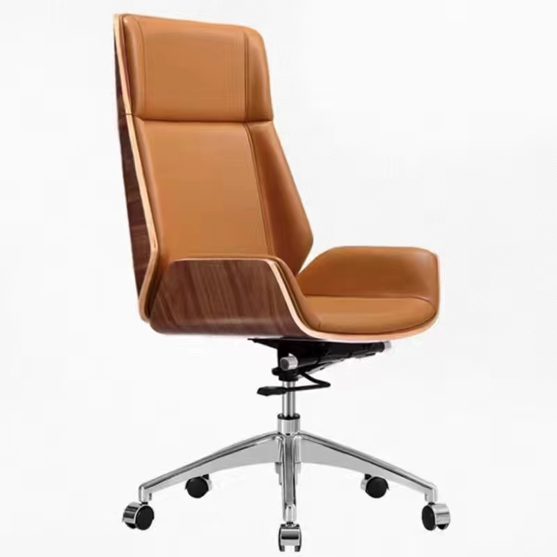 Walnut wood earthy yellow microfiber leather (movable wheel)