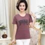 Mùa hè mới ngắn tay T-Shirt nữ bông XL mẹ nạp vòng cổ áo sơ mi ngắn đáy áo sơ mi nữ váy cho người trung niên