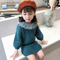 Свитер, осенний комплект, платье, трикотажная детская юбка на девочку, пуховик, в западном стиле