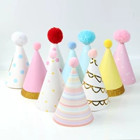 Промосовый день рождения шляпа розовая точка большие волосы на вечеринке Треугольная шляпа для взрослых детей на день рождения