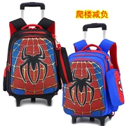 New Spider-Man Xe Đẩy Schoolbag Trường Tiểu Học Trai Sáu Bánh Xe Cầu Thang 23 Năm Trẻ Em Tow Box Có Thể Kéo Ba Lô