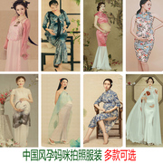 2018 Photo Studio quần áo thai sản dịch vụ ảnh Trung Quốc phong cách retro dress sườn xám mực sơn đột quỵ mang thai mẹ ảnh quần áo