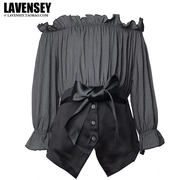 Lavensey Lewen 禧 quần áo trẻ em 2018 mùa hè mới cô gái retro từ vai khâu xù tay áo