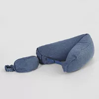 Джек -синий серый полосатый набор u -shape подушка+маска для глаз