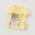 davebella quần áo trẻ em mùa hè bé gái cotton hoạt hình in cổ tròn tay áo ngắn - Áo thun Áo thun