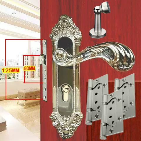 Mang khóa cửa phòng titan phòng ngủ tay cầm cơ khí gia dụng phần cứng thép gỗ nguyên khối Châu Âu lưỡi đôi giải phóng mặt bằng Khóa cửa cơ