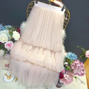 Mùa thu 2018 mới Thái Lan thời trang đính sequin đính cườm tua rua cô gái cổ tích vẻ đẹp hoang dã lưới cao eo váy váy thủy triều - Váy