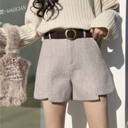 Thu đông 2018 phiên bản mới của Hàn Quốc quần lửng ống rộng sang trọng nữ thời trang hoang dã quần short cạp cao có thắt lưng