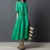 2018 mùa hè phong cách mới văn học lỏng thường linen thêu dress kích thước lớn thường ngắn tay cotton và linen dress nữ đầm hoa dài Váy dài