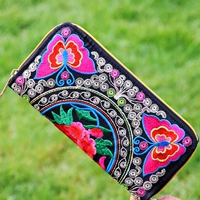 Этнический бумажник из провинции Юньнань, длинная маленькая сумка клатч, этнический стиль, с вышивкой, подарок на день рождения