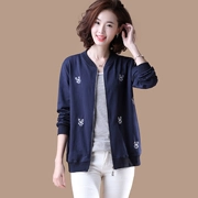 Quần áo hàng hoá ban đầu kích thước lớn Hàn Quốc giản dị phim hoạt hình thêu đồng phục bóng chày lỏng ngắn áo khoác nữ mùa thu mới O741
