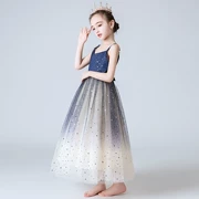 Váy mười tuổi Công chúa bé gái mặc váy trẻ em thi đấu piano dài váy dài bằng sợi lông mịn ở trẻ lớn khóa tròn 12 tuổi - Váy trẻ em
