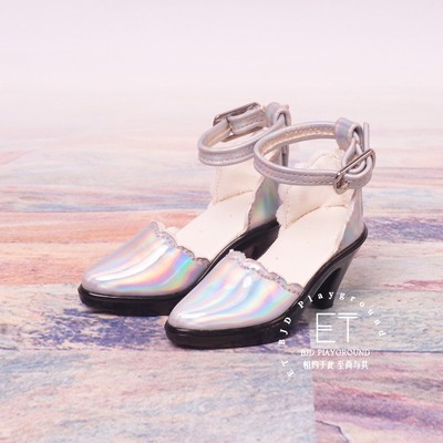 taobao agent [ET BJD] 1/4 BJD DOLL female doll pointed high heel laser silver 4 points MSD shoes sandals