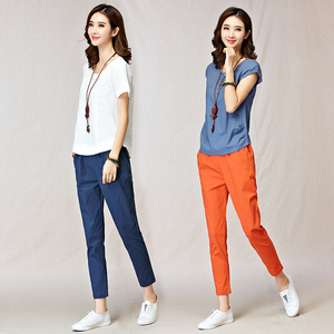 Harlan quần nữ mùa hè phần mỏng 2018 văn học bông và vải lanh quần âu mới lỏng chân mỏng feet quần linen