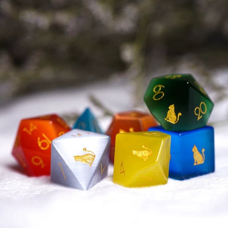 Кость, настольная игра, "котячий глаз", с драгоценным камнем, полный набор, индивидуальная пошивка, кот