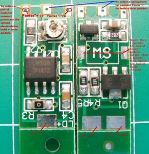 630-980nm 赤緑色光赤外線レーザードライバーボード 3V 4.5V 定電流 800mA ドライバー回路基板