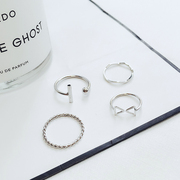 Hàn Quốc bốn mảnh phù hợp với vòng khí hipster đồ trang sức đồ trang sức bạc doanh đuôi vòng vòng trang trí nữ