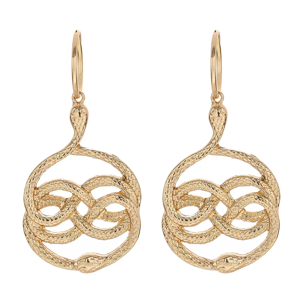 Snake Earring ladies个性夸张长版蛇纹蛇耳针耳环饰серьги