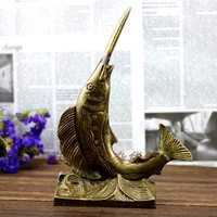 Đồng nguyên chất ba chiều swordfish swordfish đồ trang trí second-hand Phương Tây sưu tầm hàng cũ đồng cũ Châu Âu Mỹ hàng ngoại bình hoa sen bằng đồng