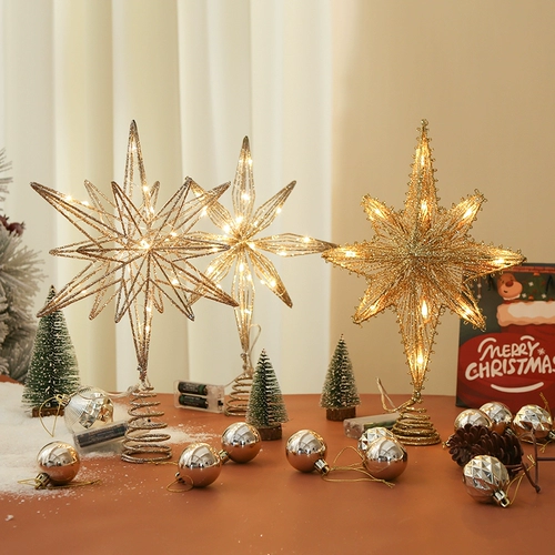 Рождественская елка верхняя звезда взрыв звезда Железное чистое полое золотое и серебряное батарея emaCon Пентагональная рождественская рождественская елка