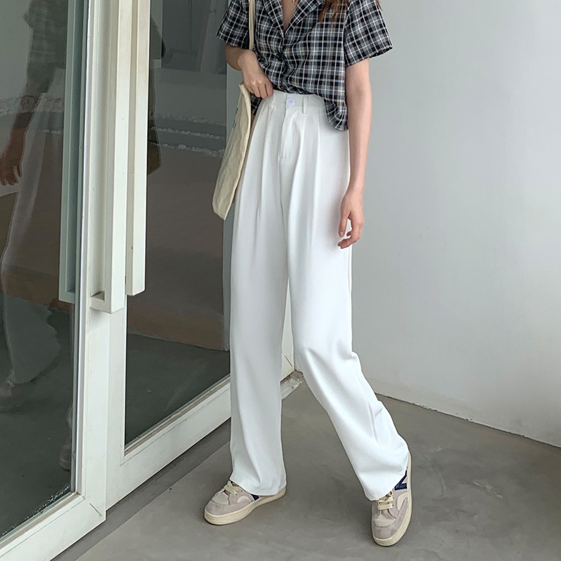 WhiteSmall Bend lesp Apricot Suit pants female Straight tube easy black Sagging feeling Western-style trousers summer High waist leisure time Wide leg pants