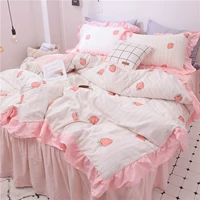 Đơn giản và nhỏ tươi bông bốn mảnh cotton cô gái trái tim bộ đồ giường 1,5 tấm chăn bao gồm 4 bộ - Bộ đồ giường bốn mảnh mua chăn ga gối đệm