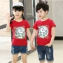 Trẻ em cotton ngắn tay T-Shirt trai mùa hè ăn mặc nửa tay t cô gái áo Hàn Quốc phiên bản của cậu bé lớn bông con đáy áo triều ao thun coc tay be trai