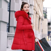 Quần áo bà bầu 2018 mùa đông cỡ lớn áo cotton nữ dài Phần phiên bản Hàn Quốc áo thun cotton rộng một chiếc áo khoác cotton dày