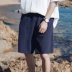 Mùa hè Nhật Bản quần short vải lanh nam quần dài đi biển xu hướng quần mỏng phần thường quần cotton và vải lanh năm quần quần lót nam thun lạnh Quần short