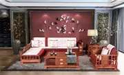 Gỗ gụ nội thất gỗ hồng mộc mới Trung Quốc sofa phòng khách kết hợp với ghế dài phòng chờ ghế giải trí đệm bàn cà phê lớn - Bộ đồ nội thất