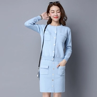 Áo len mùa thu đông hai dây phù hợp với áo khoác nữ 2018 phiên bản Hàn Quốc mới của bộ áo len cài cúc màu sắc cài cúc shop áo len 