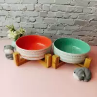 Милая кошка корейская керамическая вода чаша деревянная полка защищает шейки матки