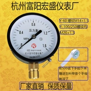 Hàng Châu Fuyang Hongsheng Nhà Máy Nhạc Cụ Đồng hồ đo áp suất nước đồng hồ đo áp suất nhiệt độ cao hơi nước đồng hồ đo máy nén khí khí đồng hồ đo Y60Y100