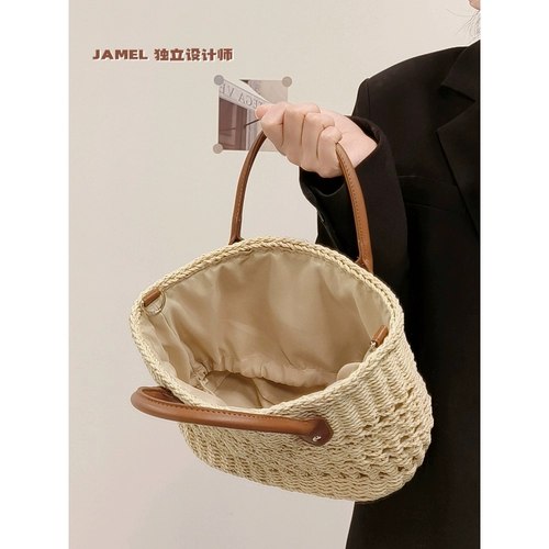 Портативная соломенная летняя сумка через плечо, универсальная брендовая плетеная сумка на одно плечо, коллекция 2023