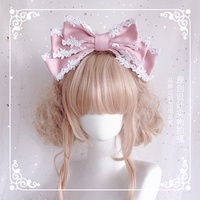 taobao agent Campaign sweet big bow KC hair hoop Japanese cat ear lace head hoop Lolita hair hoop card hair card