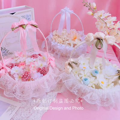 taobao agent Spring Tour Lolita Rattan Wild Basket Bowle Lace Listed CLA Flower Basket Manual Customization