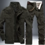 Mùa xuân ngoài trời quân đội fan jacket dụng cụ phù hợp với 101 trong không khí đào tạo phân chia quân sự đồng phục đa cổ áo mặc yếm phù hợp với đồ ngủ nam