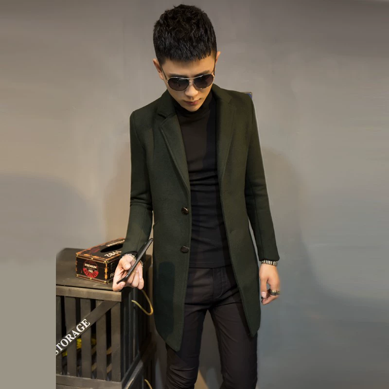 Áo khoác nam 2019 dài giữa áo len Hàn Quốc nam mùa thu và mùa đông nam trench coat trẻ trung thời trang British Slim - Áo len